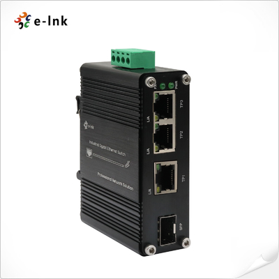 Industrial 3-Port Gigabit + 1 SFP Fiber Ethernet Switch 12–48VDC -40~75°C