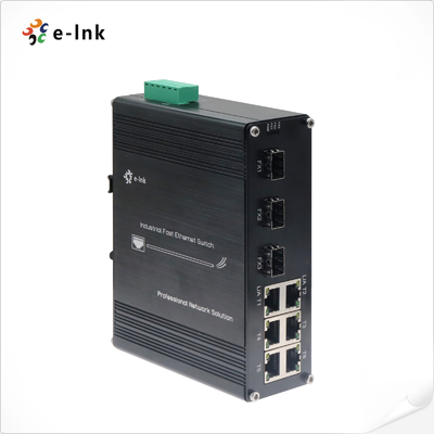 Industrial 6 TP Ports and 3 Fiber Ports DIN-Rail Mounting SFP, SC, FC, ST Optional Ethernet Switch