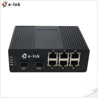 Industrial 8-Port Fast Ethernet Switch with 2 Fiber Uplinks Wide Temp Range