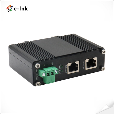 Industrial PoE Splitter for 24VDC Devices, IEEE802.3af/at Compliant Plug-and-Play