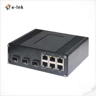 Industrial 6 TP Ports and 3 Fiber Ports DIN-Rail Mounting SFP, SC, FC, ST Optional Ethernet Switch