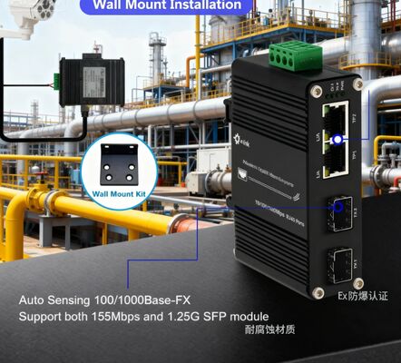 Mini Industrial 2-Port Gigabit Copper + 2-Port Fiber Ethernet Switch -40~75°C