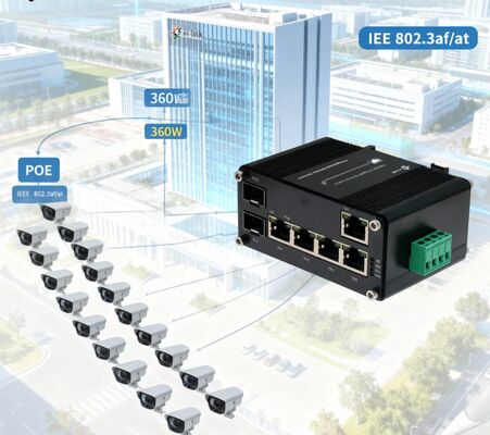 Industrial 4-Port 90W PoE++ Gigabit Switch with 1 RJ45 + 2 SFP -40~80°C