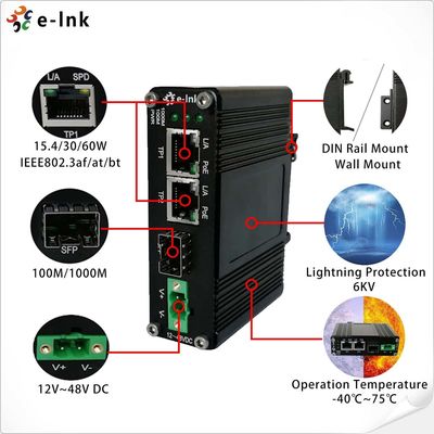 Wall Mount Industrial Fiber Ethernet Media Converter