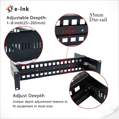 19 Inch Din Rail Standoff Bracket Adjustable Recesses 35mm Universal Rack Mount