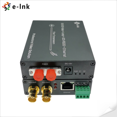 Convertisseur 12G-SDI vers fibre optique avec Gigabit Ethernet et RS485 bidirectionnel 2 canaux pour HDTV