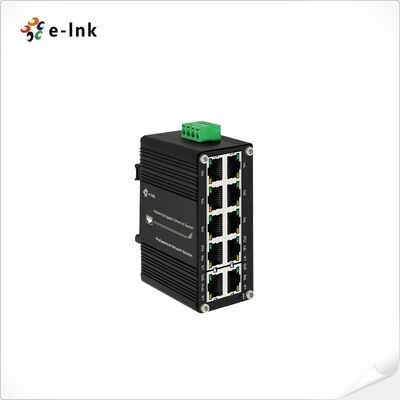 Commutateur PoE Gigabit industriel à 10 ports, 8 ports PoE+ 240W Budget total, large plage de tension 12-48VDC, boîtier métallique IP40, température de fonctionnement de -40℃ à 80℃